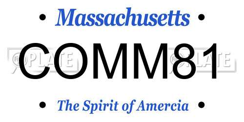 COMM81 Massachusetts License Plate
