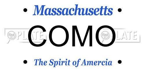 COMO Massachusetts License Plate