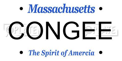 CONGEE Massachusetts License Plate