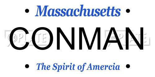 CONMAN Massachusetts License Plate