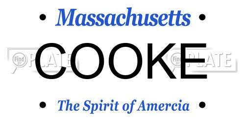 COOKE Massachusetts License Plate