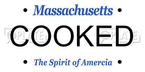 COOKED Massachusetts License Plate