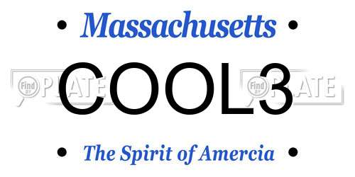 COOL3 Massachusetts License Plate