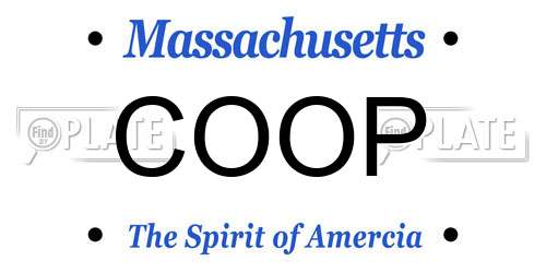 COOP Massachusetts License Plate