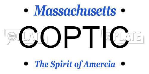 COPTIC Massachusetts License Plate
