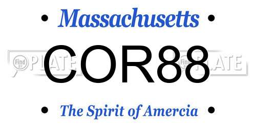 COR88 Massachusetts License Plate