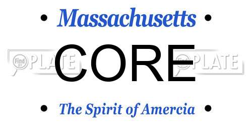 CORE Massachusetts License Plate