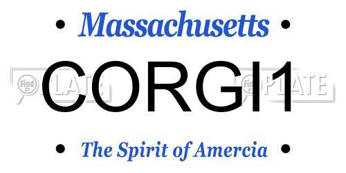 CORGI1 Massachusetts License Plate