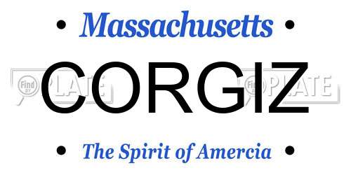 CORGIZ Massachusetts License Plate