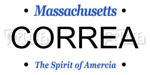 CORREA Massachusetts License Plate