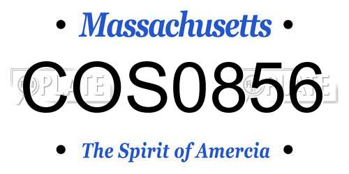 COS0856 Massachusetts License Plate
