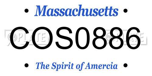 COS0886 Massachusetts License Plate