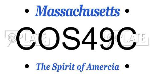 COS49C Massachusetts License Plate