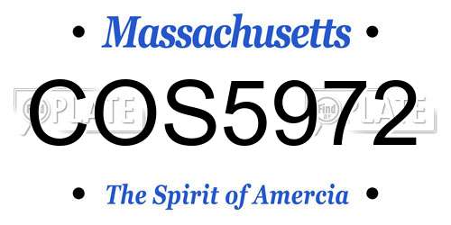 COS5972 Massachusetts License Plate