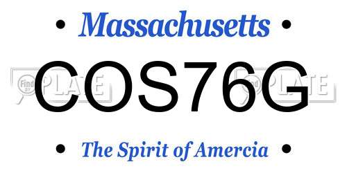 COS76G Massachusetts License Plate