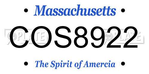 COS8922 Massachusetts License Plate