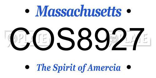 COS8927 Massachusetts License Plate