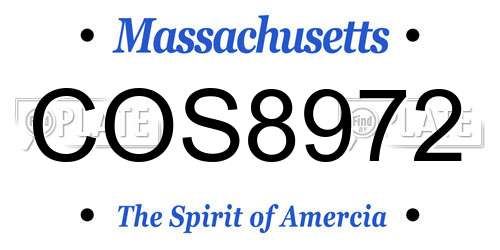 COS8972 Massachusetts License Plate