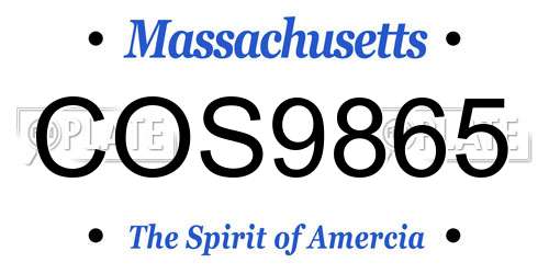 COS9865 Massachusetts License Plate
