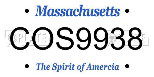 COS9938 Massachusetts License Plate