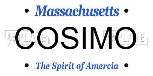 COSIMO Massachusetts License Plate