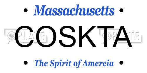 COSKTA Massachusetts License Plate
