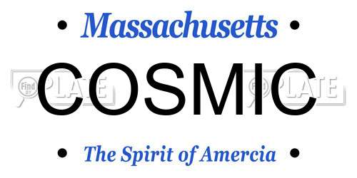 COSMIC Massachusetts License Plate