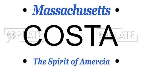 COSTA Massachusetts License Plate