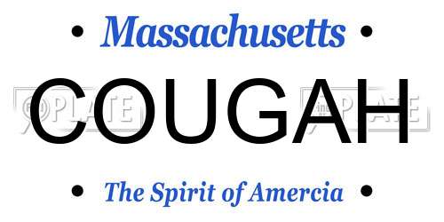COUGAH Massachusetts License Plate