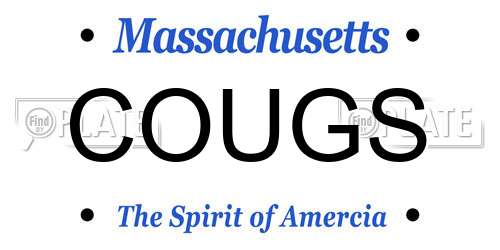 COUGS Massachusetts License Plate