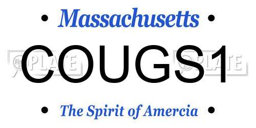 COUGS1 Massachusetts License Plate