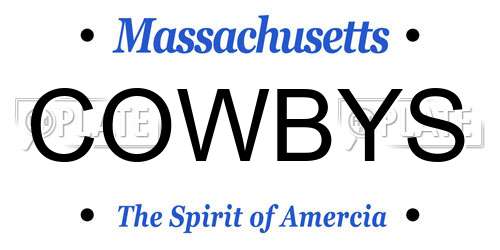 COWBYS Massachusetts License Plate