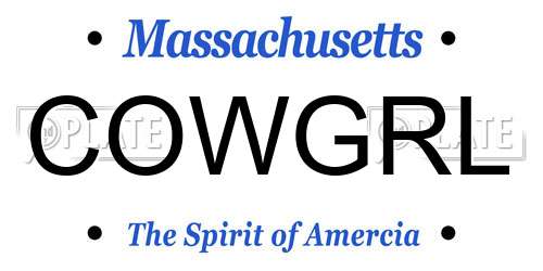 COWGRL Massachusetts License Plate