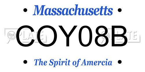 COY08B Massachusetts License Plate