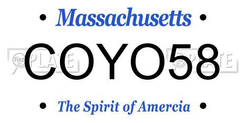 COYO58 Massachusetts License Plate