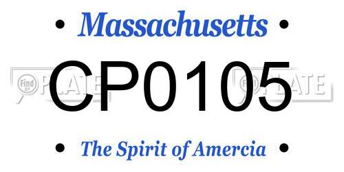 CP0105 Massachusetts License Plate