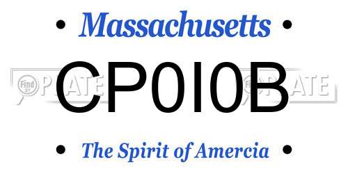 CP0I0B Massachusetts License Plate