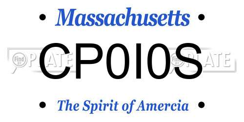 CP0I0S Massachusetts License Plate