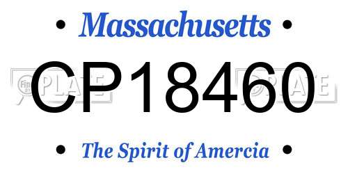 CP18460 Massachusetts License Plate