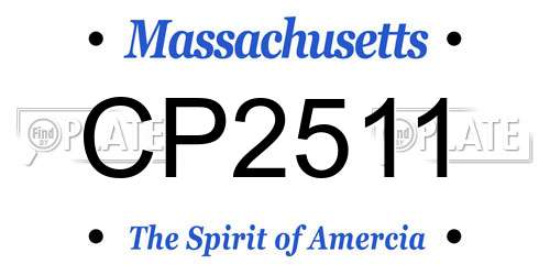 CP2511 Massachusetts License Plate