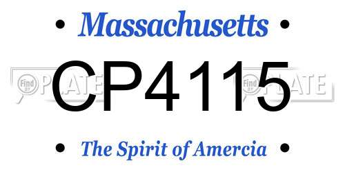 CP4115 Massachusetts License Plate