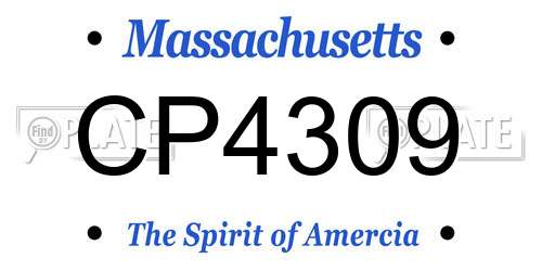 CP4309 Massachusetts License Plate