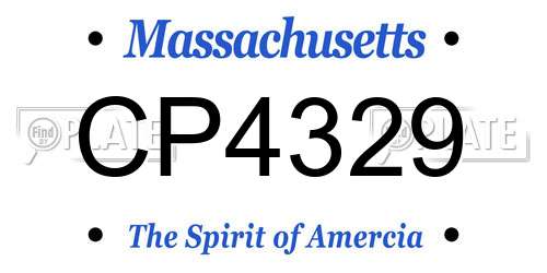 CP4329 Massachusetts License Plate