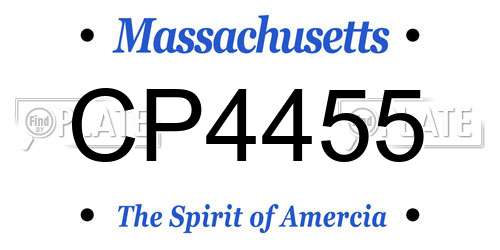 CP4455 Massachusetts License Plate