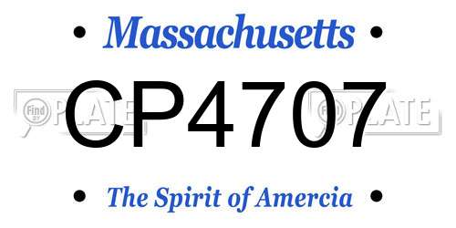 CP4707 Massachusetts License Plate