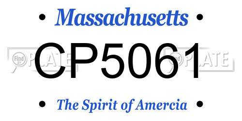 CP5061 Massachusetts License Plate