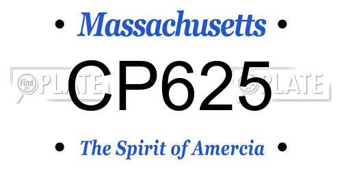 CP625 Massachusetts License Plate