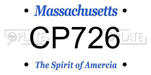 CP726 Massachusetts License Plate