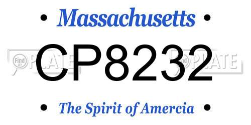 CP8232 Massachusetts License Plate