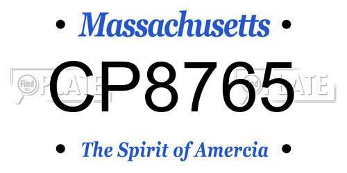 CP8765 Massachusetts License Plate
